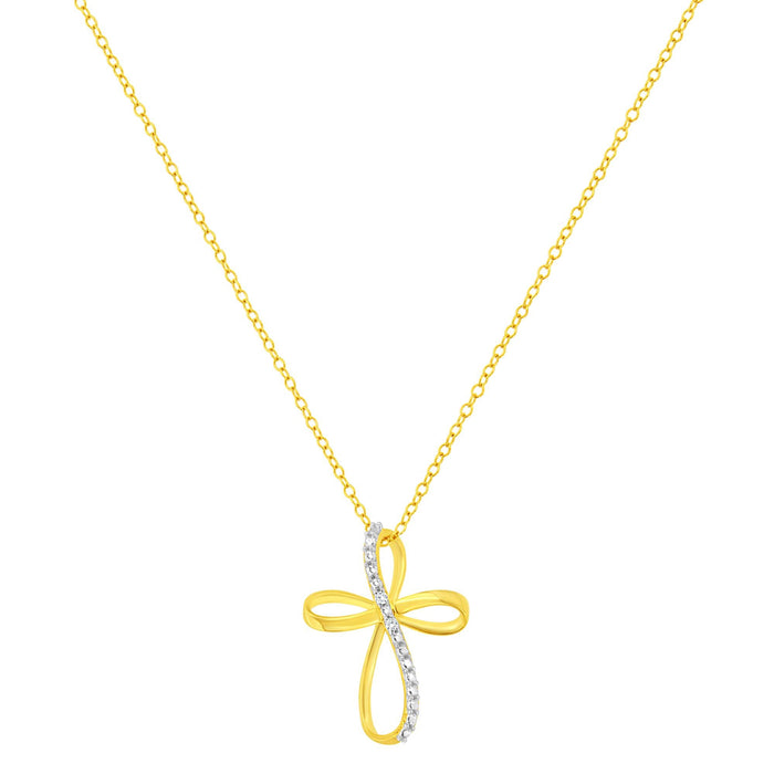 Diamond Accent Cross Ribbon Pendant Necklace in Sterling Silver, photo 4