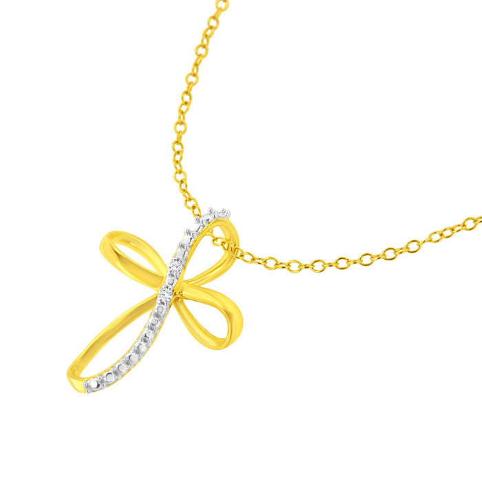 Diamond Accent Cross Ribbon Pendant Necklace in Sterling Silver, photo 8