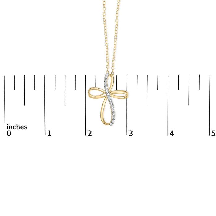 Diamond Accent Cross Ribbon Pendant Necklace in Sterling Silver, photo 12