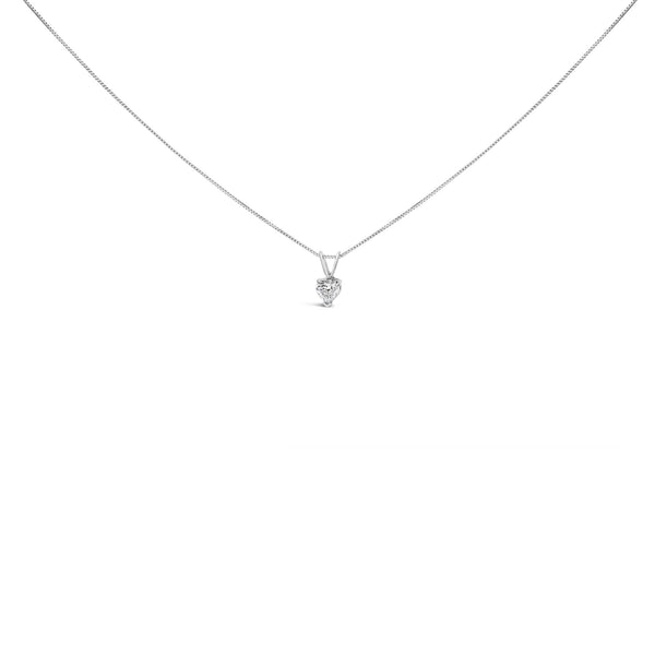3-Prong-Set Heart-Shaped Solitaire Diamond Pendant Necklace in 14K White Gold, photo 1