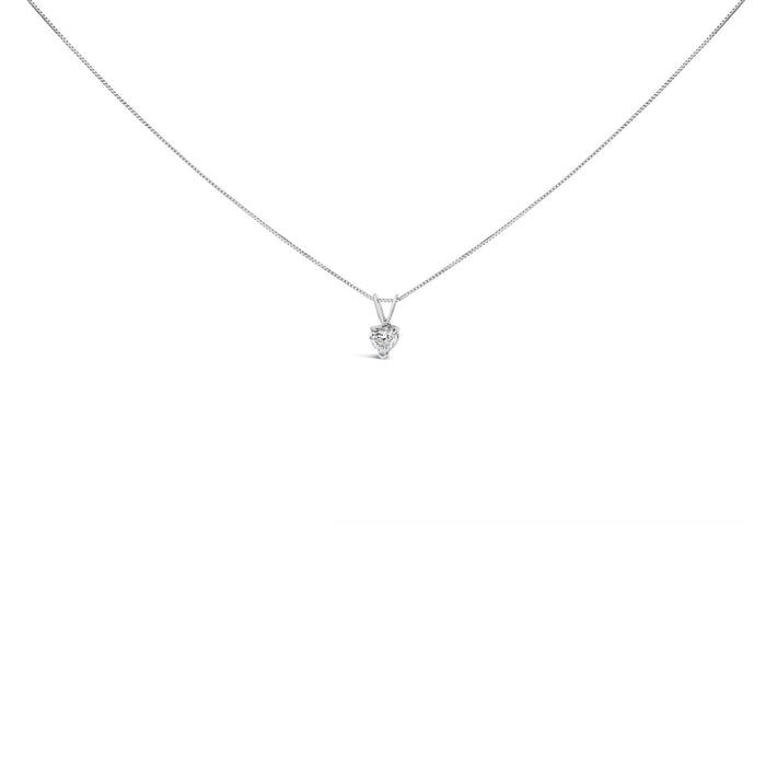 Collar con colgante solitario de corazón de 3 garras con diamante en oro blanco de 14K, foto 1