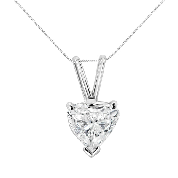 3-Prong-Set Heart-Shaped Solitaire Lab-Grown Diamond Pendant Necklace in 14K White Gold, photo 2