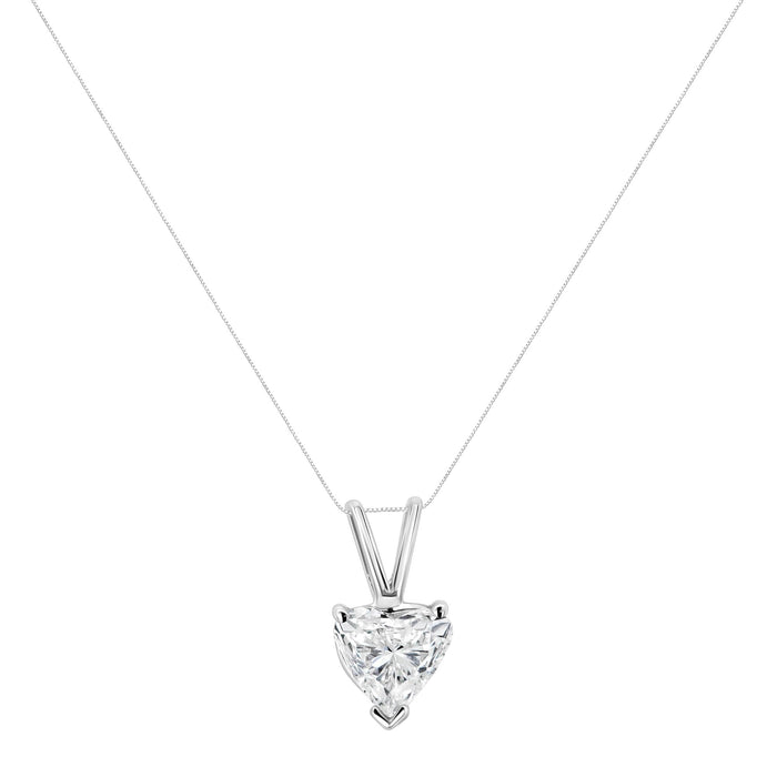Collar con colgante solitario de corazón de 3 garras con diamante en oro blanco de 14K, foto 6