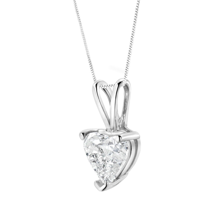 Collar con colgante solitario de corazón de 3 garras con diamante en oro blanco de 14K, foto 12