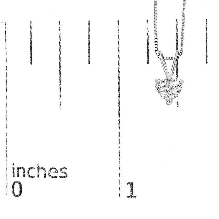 Collar con colgante solitario de corazón de 3 garras con diamante en oro blanco de 14K, foto 17