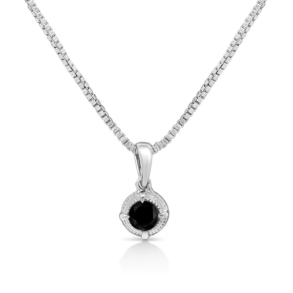 Collar con colgante solitario de milgrain con diamante de color tratado en plata de ley, foto 1