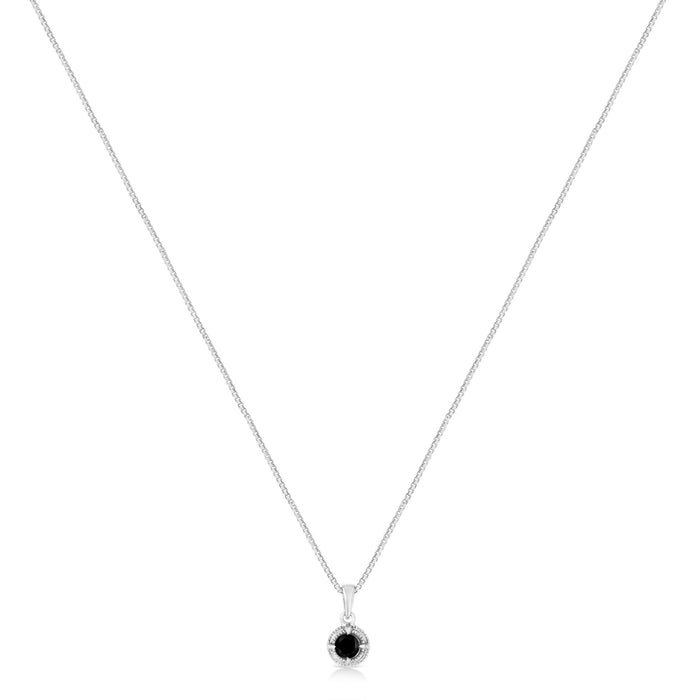 Treated Color Diamond Solitaire Milgrain Pendant Necklace in Sterling Silver, photo 6
