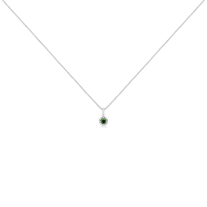 Treated Color Diamond Solitaire Milgrain Pendant Necklace in Sterling Silver, photo 7