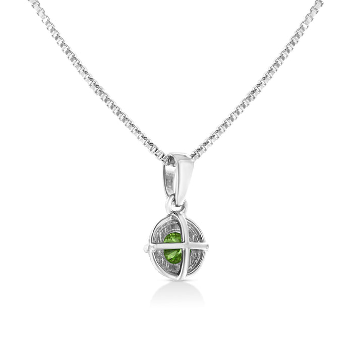 Treated Color Diamond Solitaire Milgrain Pendant Necklace in Sterling Silver, photo 23