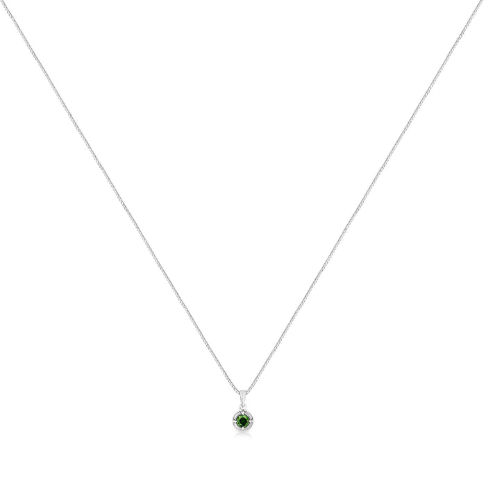 Treated Color Diamond Solitaire Milgrain Pendant Necklace in Sterling Silver, photo 9