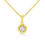 Collar con colgante solitario milgrain con diamante de talla brillante en plata de ley bañada en oro amarillo de 14K, foto 1