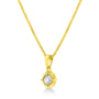 Collar con colgante solitario milgrain con diamante de talla brillante en plata de ley bañada en oro amarillo de 14K, foto 13