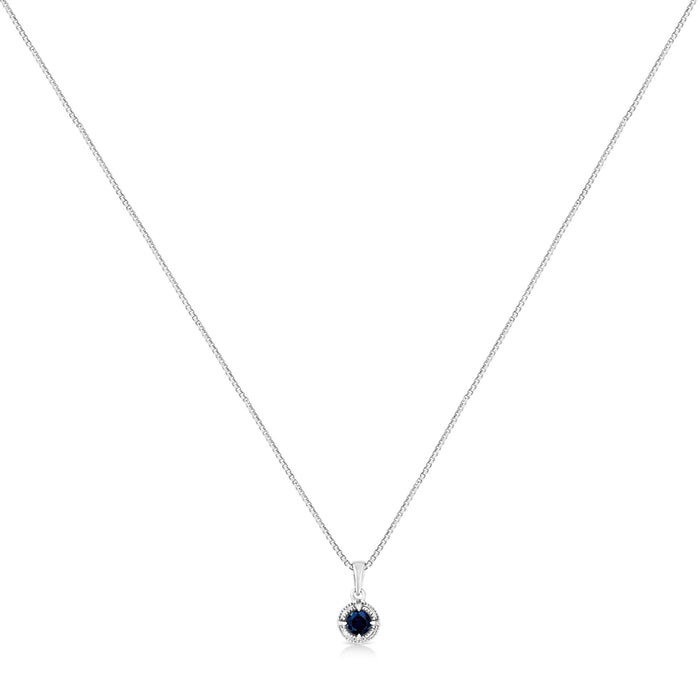 Treated Color Diamond Solitaire Milgrain Pendant Necklace in Sterling Silver, photo 10