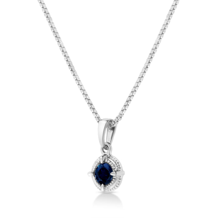 Treated Color Diamond Solitaire Milgrain Pendant Necklace in Sterling Silver, photo 21