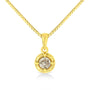 Collar con colgante solitario milgrain con diamante de talla brillante en plata de ley bañada en oro amarillo de 14K, foto 3