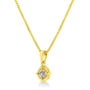Collar con colgante solitario milgrain con diamante de talla brillante en plata de ley bañada en oro amarillo de 14K, foto 15