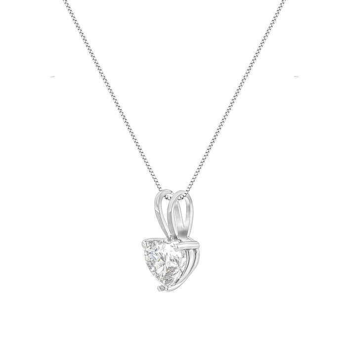 Collar con colgante solitario de corazón de 3 garras con diamante en oro blanco de 14K, foto 11