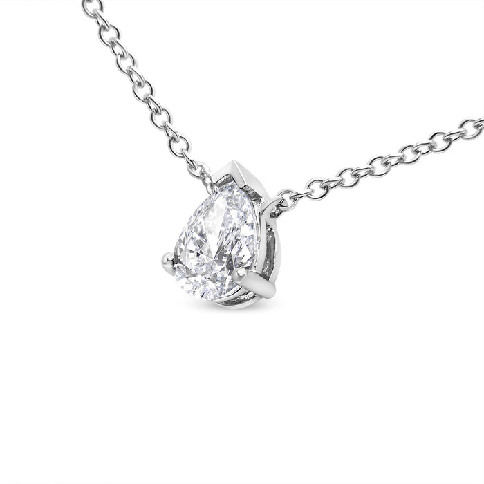 Collar con colgante solitario con diamante de talla pera cultivado en laboratorio de 1/2 ct. p.t. en oro blanco de 14K, foto 4