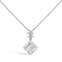 Collar con colgante de gota de rombo con diamantes talla princesa de 1/2 ct. p.t. en oro blanco de 10K, foto 1