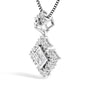 Collar con colgante geométrico con diamantes de talla princesa en oro blanco de 10K, foto 4
