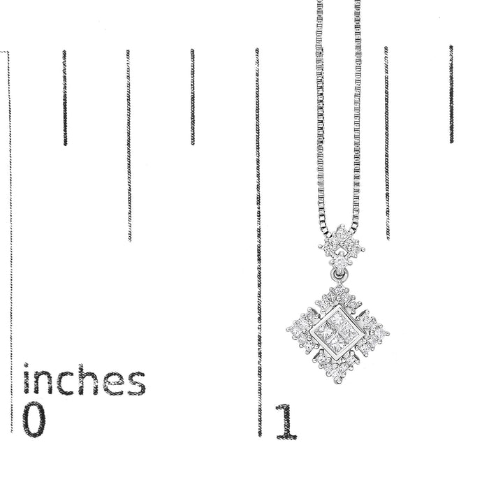 Collar con colgante geométrico con diamantes de talla princesa en oro blanco de 10K, foto 5