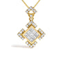 Collar con colgante geométrico con diamantes talla princesa de 3/8 ct. p.t. en oro amarillo de 10K, foto 2