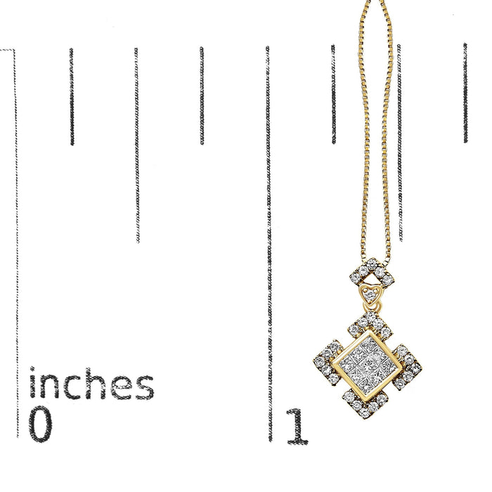 Collar con colgante geométrico con diamantes talla princesa de 3/8 ct. p.t. en oro amarillo de 10K, foto 5