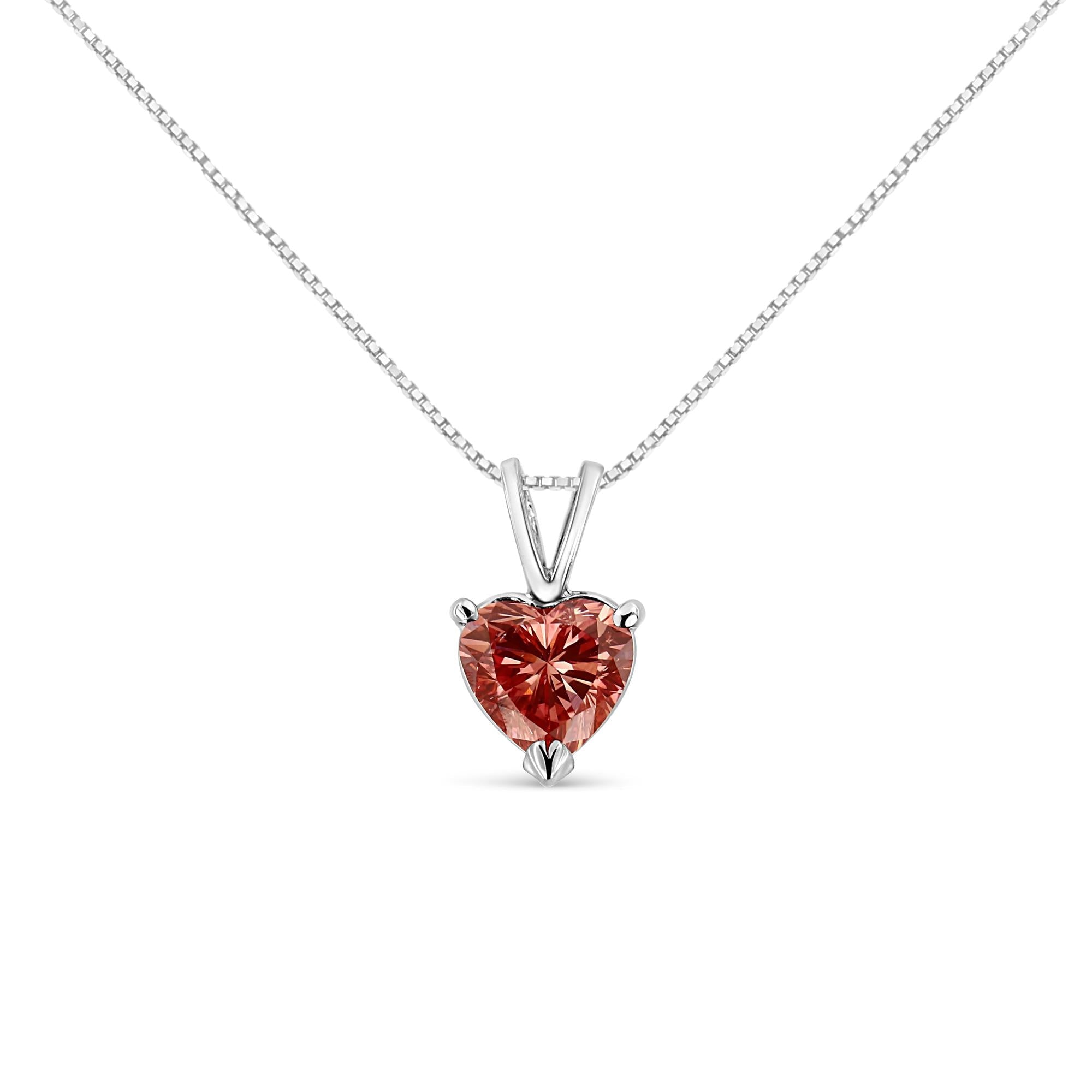 1 Ct. T.W. IGI Certified Martini Set Lab-Grown Pink Heart Diamond Solitaire Pendant Necklace in 14K White Gold, photo 1