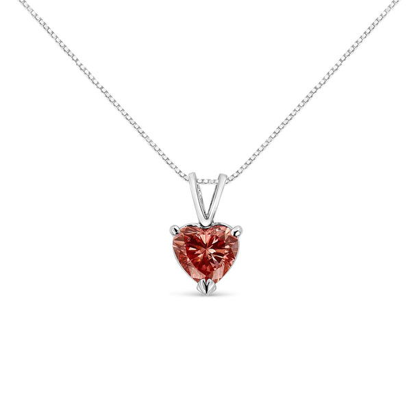 1 Ct. T.W. IGI Certified Martini Set Heart-Shaped Lab-Grown Pink Diamond Solitaire Pendant Necklace in 14K White Gold, photo 1