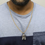 Men's 1 1/3 Ct. T.W. Diamond Studded Jesus Pendant Necklace in 10K Yellow Gold, photo 3