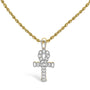 Colgante de cruz Ankh para hombre con diamantes de 1 ct. p.t. en oro amarillo de 10K, foto 1