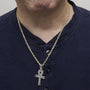 Colgante de cruz Ankh para hombre con diamantes de 1 ct. p.t. en oro amarillo de 10K, foto 3