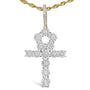 Collar con colgante de cruz Ankh para hombre con diamantes en racimo de 1 3/4 ct. p.t. en oro amarillo de 10K, foto 2