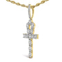 Collar con colgante de cruz Ankh para hombre con diamantes en racimo de 1 3/4 ct. p.t. en oro amarillo de 10K, foto 4