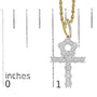 Collar con colgante de cruz Ankh para hombre con diamantes en racimo de 1 3/4 ct. p.t. en oro amarillo de 10K, foto 5