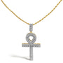 Collar con colgante de cruz Ankh para hombre con diamantes de 1 ct. p.t. en oro amarillo de 10K, foto 1