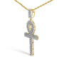 Collar con colgante de cruz Ankh para hombre con diamantes de 1 ct. p.t. en oro amarillo de 10K, foto 4