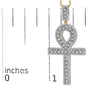 Collar con colgante de cruz Ankh para hombre con diamantes de 1 ct. p.t. en oro amarillo de 10K, foto 5