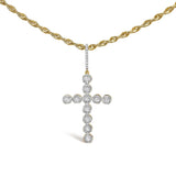 5/8 Ct. T.W. Miracle-Set Round Diamond Circle Link Cross Pendant Necklace for Men in 10K Yellow Gold