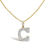 Collar con colgante de inicial letra C para hombre con diamantes de 1 3/4 ct. p.t. en oro amarillo de 10K, foto 1