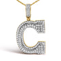 Collar con colgante de inicial letra C para hombre con diamantes de 1 3/4 ct. p.t. en oro amarillo de 10K, foto 2