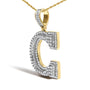 Collar con colgante de inicial letra C para hombre con diamantes de 1 3/4 ct. p.t. en oro amarillo de 10K, foto 4