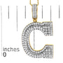 Collar con colgante de inicial letra C para hombre con diamantes de 1 3/4 ct. p.t. en oro amarillo de 10K, foto 5