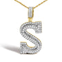 Collar con colgante de inicial letra S para hombre con diamantes de 1 5/8 ct. p.t. en oro amarillo de 10K, foto 2
