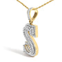 Collar con colgante de inicial letra S para hombre con diamantes de 1 5/8 ct. p.t. en oro amarillo de 10K, foto 4