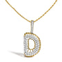 Collar con colgante de inicial letra D para hombre con diamantes de 1 1/5 ct. p.t. en oro amarillo de 10K, foto 1