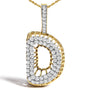 Collar con colgante de inicial letra D para hombre con diamantes de 1 1/5 ct. p.t. en oro amarillo de 10K, foto 2