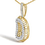 Collar con colgante de inicial letra D para hombre con diamantes de 1 1/5 ct. p.t. en oro amarillo de 10K, foto 4