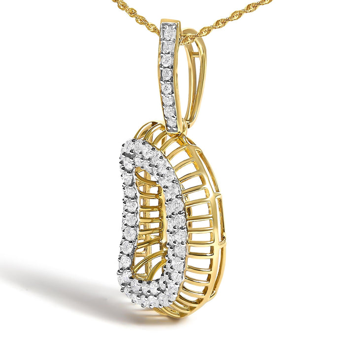 Collar con colgante de inicial letra D para hombre con diamantes de 1 1/5 ct. p.t. en oro amarillo de 10K, foto 4