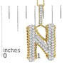 Collar con colgante de inicial letra N para hombre con diamantes de 1 1/2 ct. p.t. en oro amarillo de 10K, foto 5